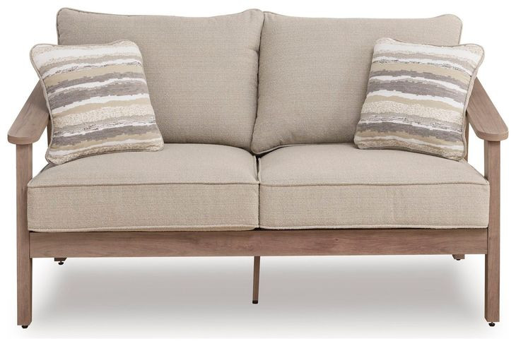 Francis Beach Gray Performance Fabric 62" Outdoor Loveseat with Cushion