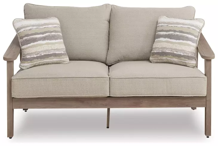 Francis Beach Gray Performance Fabric 62" Outdoor Loveseat with Cushion