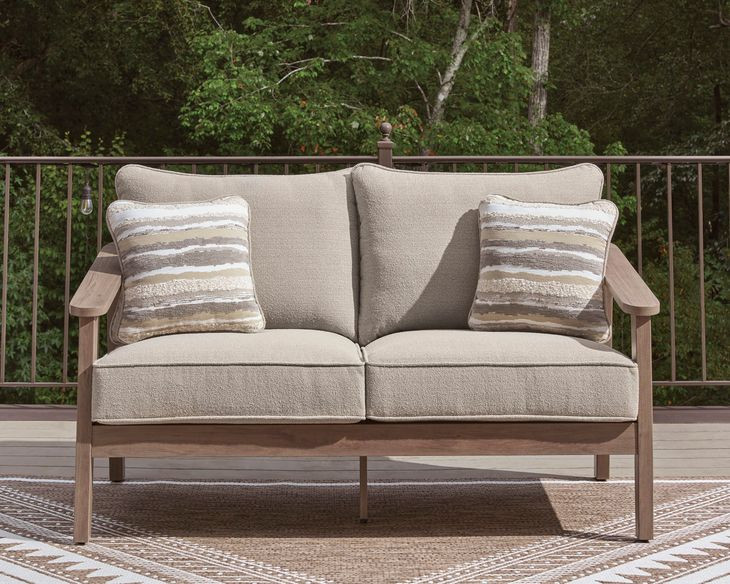 Francis Beach Gray Performance Fabric 62" Outdoor Loveseat with Cushion