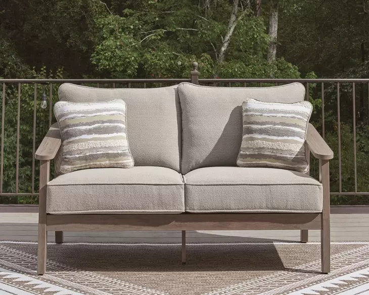 Francis Beach Gray Performance Fabric 62" Outdoor Loveseat with Cushion