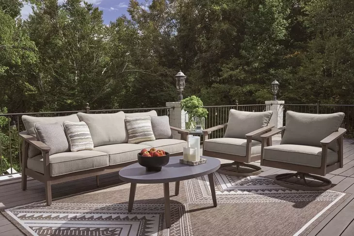 Francis Beach Gray Performance Fabric Outdoor Living Room Set