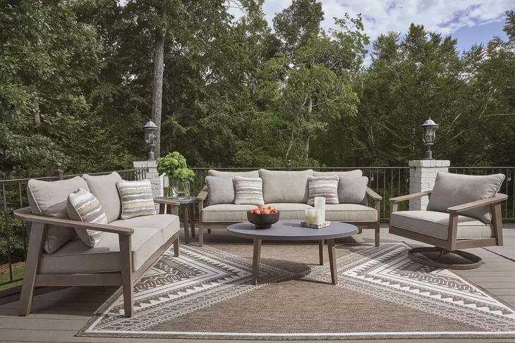 Francis Beach Gray Performance Fabric 89" Outdoor Sofa with Cushion