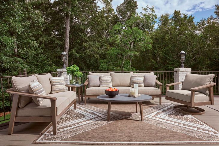 Francis Beach Gray Performance Fabric Outdoor Living Room Set
