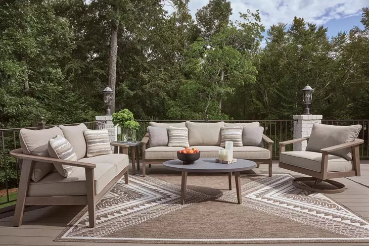Francis Beach Gray Performance Fabric Outdoor Living Room Set