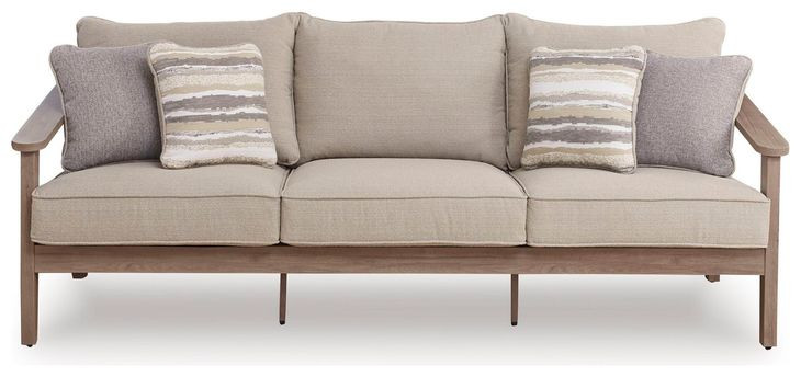 Francis Beach Gray Performance Fabric 89" Outdoor Sofa with Cushion