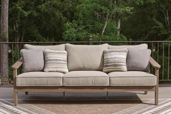 Francis Beach Gray Performance Fabric 89" Outdoor Sofa with Cushion