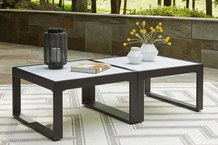 Beachloft Black and Gray Outdoor Square Cocktail Table