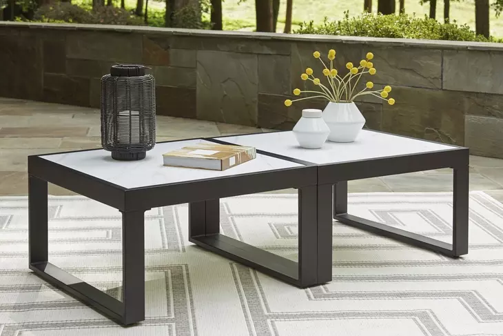 Beachloft Black and Gray Outdoor Square Cocktail Table