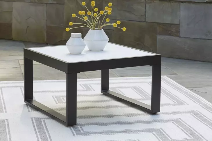 Beachloft Black and Gray Outdoor Square Cocktail Table