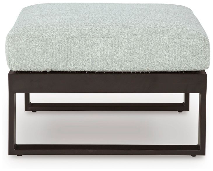 Beachloft Gray Performance Fabric Upholstered Outdoor Square Ottoman