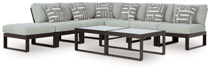 Beachloft Gray Performance Fabric 7 Piece Modular Outdoor Sectional with Pillows