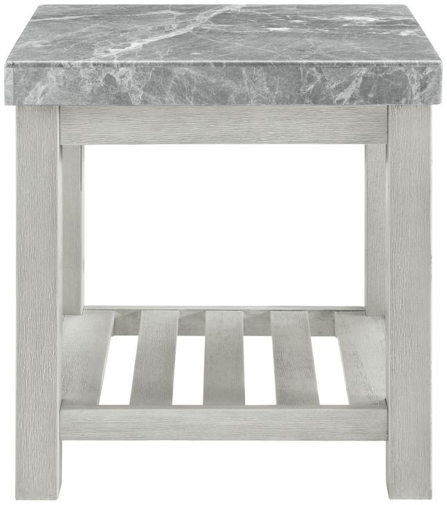 Canova Gray Rectangular Marble Top End Table