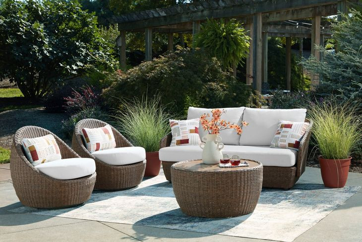 Cardiff Beach Beige Round Outdoor Coffee Table