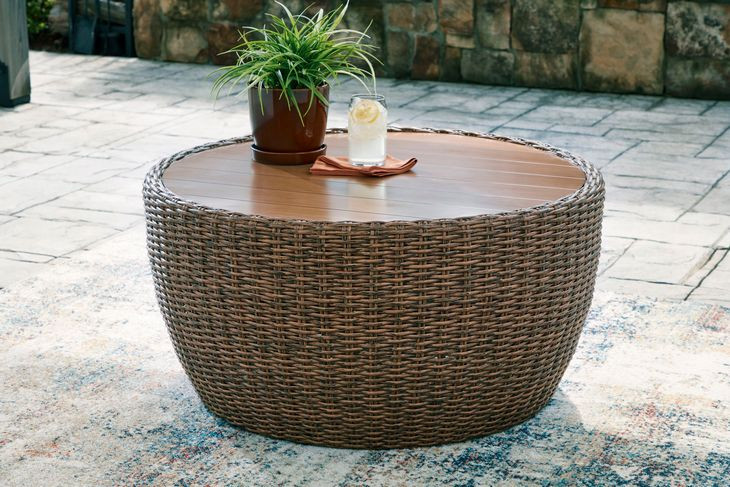 Cardiff Beach Beige Round Outdoor Coffee Table