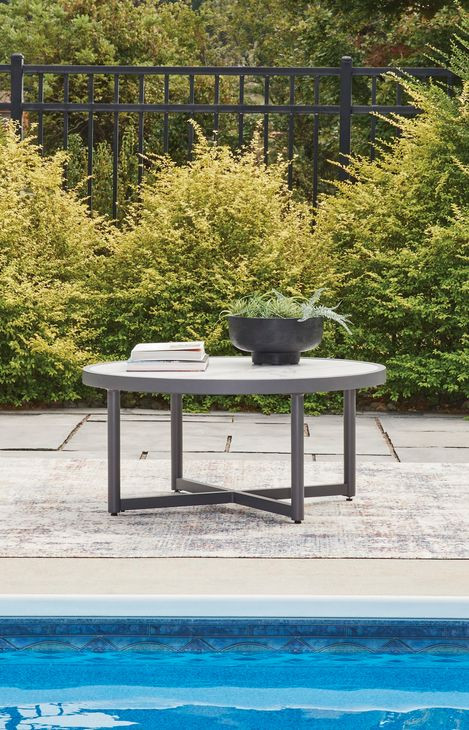 North Island Gray Round Outdoor Sintered Stone Top Coffee Table