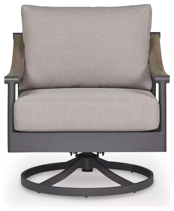 North Island Gray Performance Fabric Outdoor Swivel Rocker Lounge Chair with Cushion