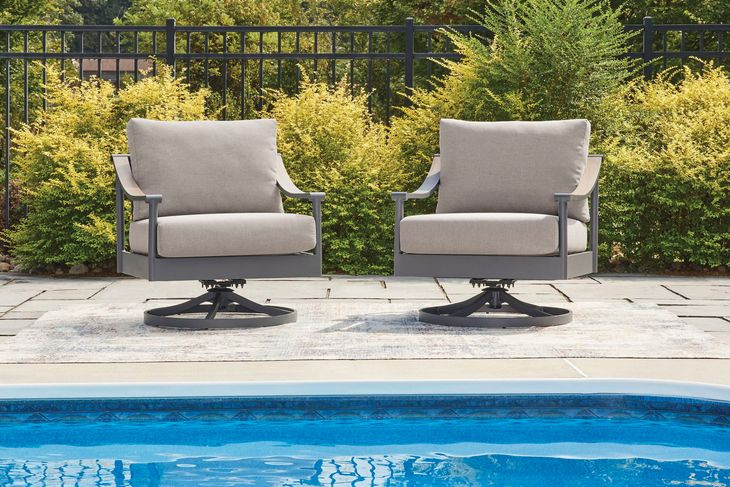 North Island Gray Performance Fabric Outdoor Swivel Rocker Lounge Chair with Cushion