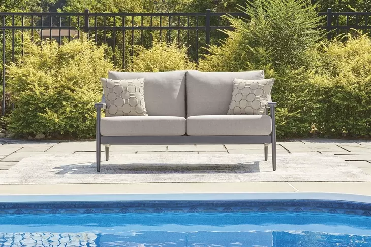 North Island Gray Performance Fabric 60" Outdoor Loveseat with Cushion