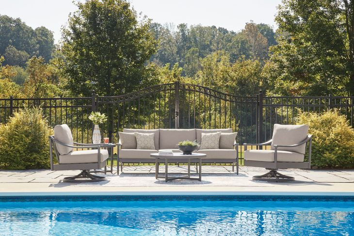 North Island Gray Round Outdoor Sintered Stone Top Coffee Table