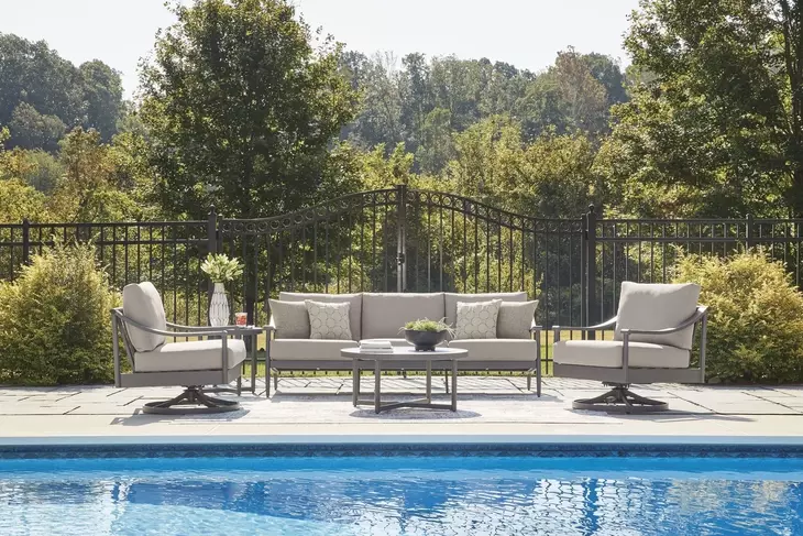 North Island Gray Performance Fabric 88" Outdoor Sofa with Cushion