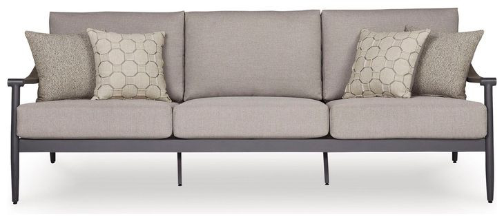 North Island Gray Performance Fabric 88" Outdoor Sofa with Cushion