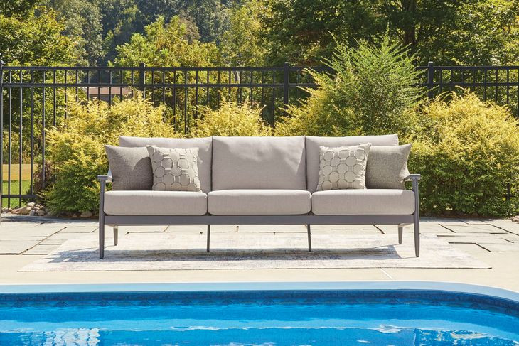 North Island Gray Performance Fabric 88" Outdoor Sofa with Cushion