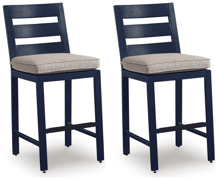 Mabry Shores Gray Performance Fabric Outdoor Bar Stool Set of 2