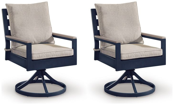 Mabry Shores Driftwood Performance Fabric Outdoor Swivel Chair with Cushion Set of 2
