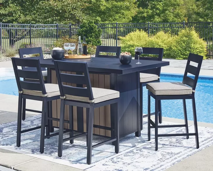 Mabry Shores Gray Performance Fabric Outdoor Bar Stool Set of 2