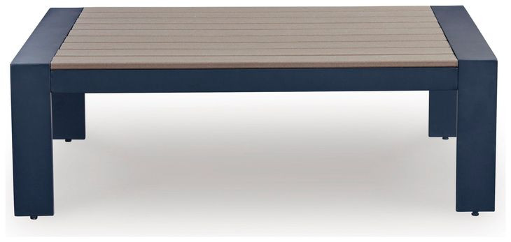Mabry Shores Navy Blue and Driftwood Rectangular Outdoor Coffee Table