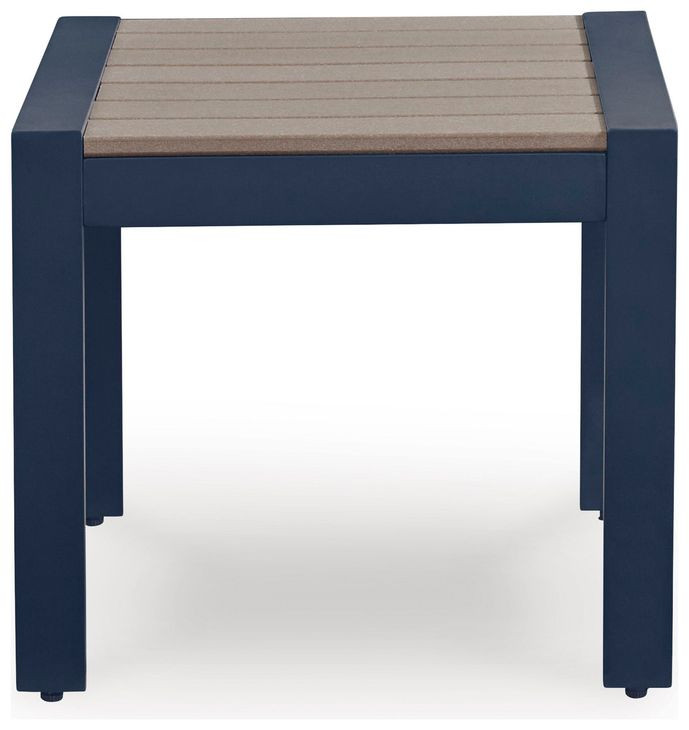 Mabry Shores Navy Blue and Driftwood Rectangular Outdoor End Table