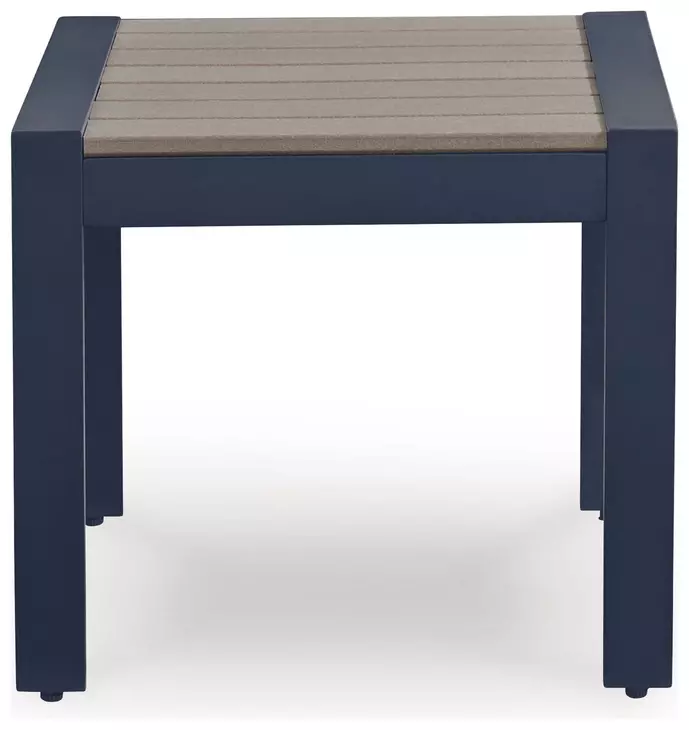 Mabry Shores Navy Blue and Driftwood Rectangular Outdoor End Table