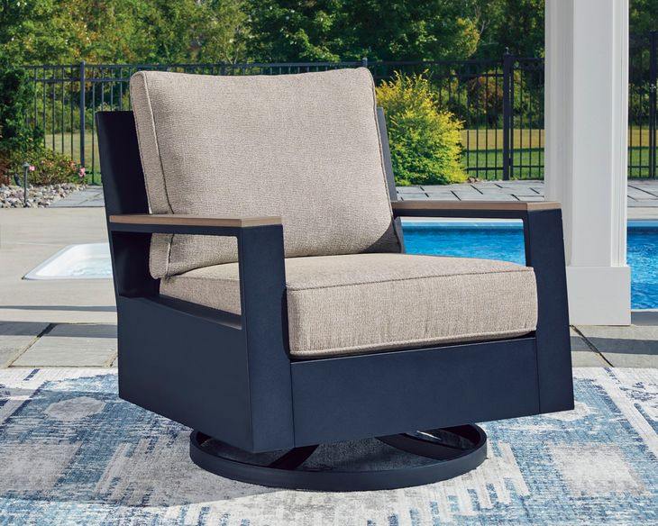 Mabry Shores Driftwood Performance Fabric Outdoor Swivel Glider Lounge Chair with Cushion