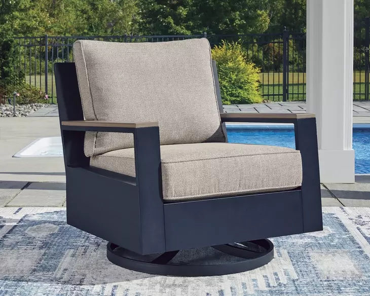 Mabry Shores Driftwood Performance Fabric Outdoor Swivel Glider Lounge Chair with Cushion