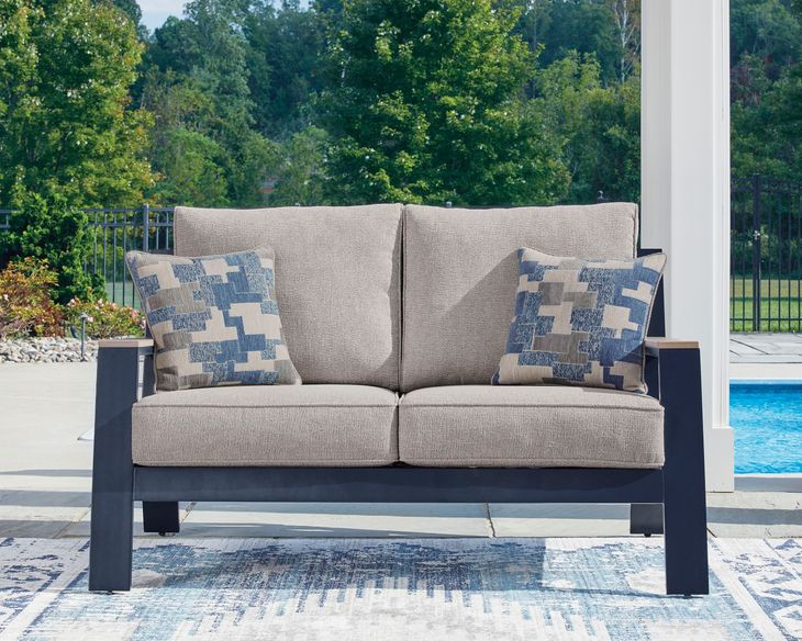 Mabry Shores Driftwood Performance Fabric 58" Outdoor Loveseat with Cushion