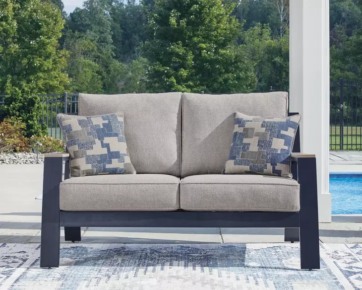 Mabry Shores Driftwood Performance Fabric 58" Outdoor Loveseat with Cushion
