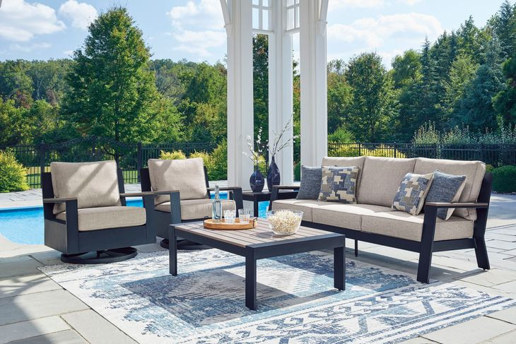 Mabry Shores Navy Blue and Driftwood Rectangular Outdoor Coffee Table