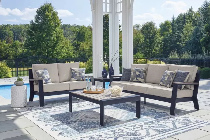 Mabry Shores Driftwood Performance Fabric Outdoor Living Room Set