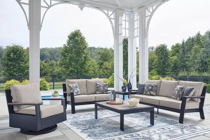 Mabry Shores Driftwood Performance Fabric 83" Outdoor Sofa with Cushion