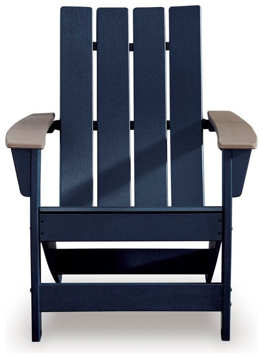 Mabry Shores Navy Blue and Driftwood Outdoor Adirondack Chair