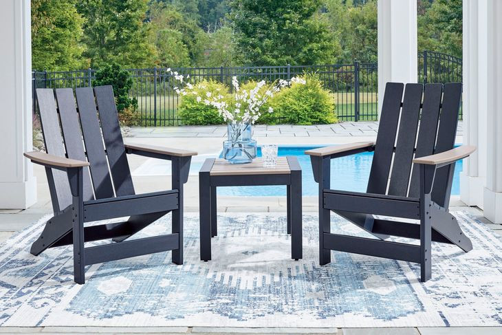 Mabry Shores Navy Blue and Driftwood Outdoor Adirondack Chair