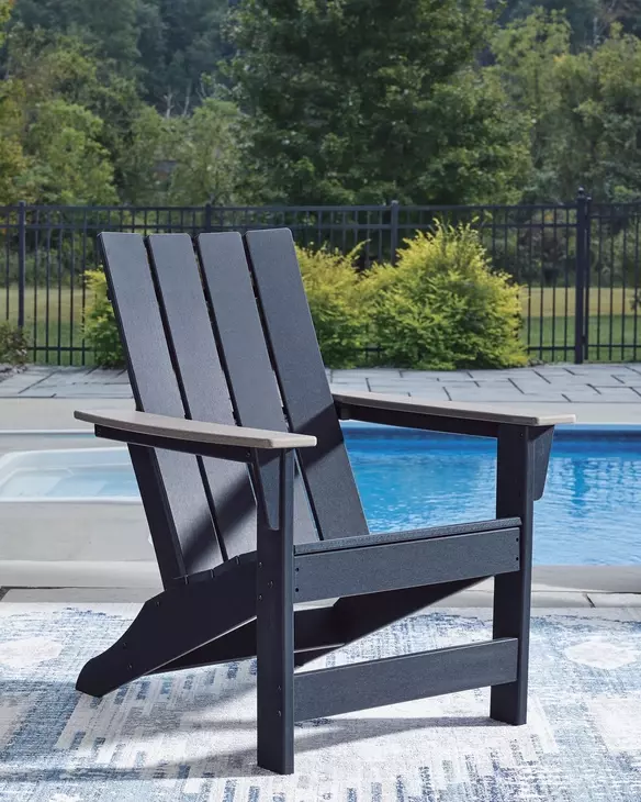 Mabry Shores Navy Blue and Driftwood Outdoor Adirondack Chair