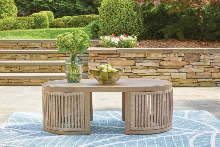 Moondance Beige Outdoor Rectangular Coffee Table