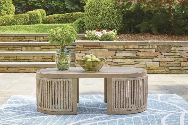 Moondance Beige Outdoor Rectangular Coffee Table