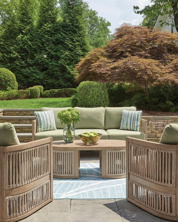 Moondance Beige and Green Performance Fabric Outdoor 76" Sofa