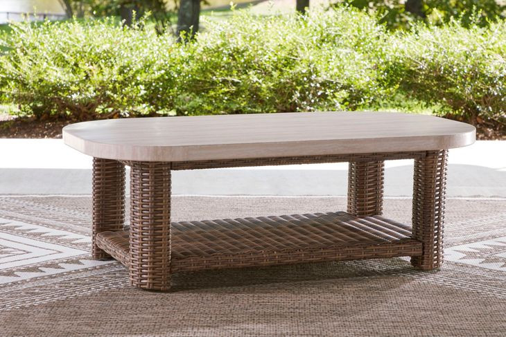 Angel Island Beige and Brown Rectangular Outdoor Coffee Table
