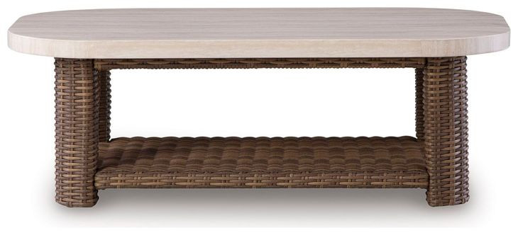 Angel Island Beige and Brown Rectangular Outdoor Coffee Table