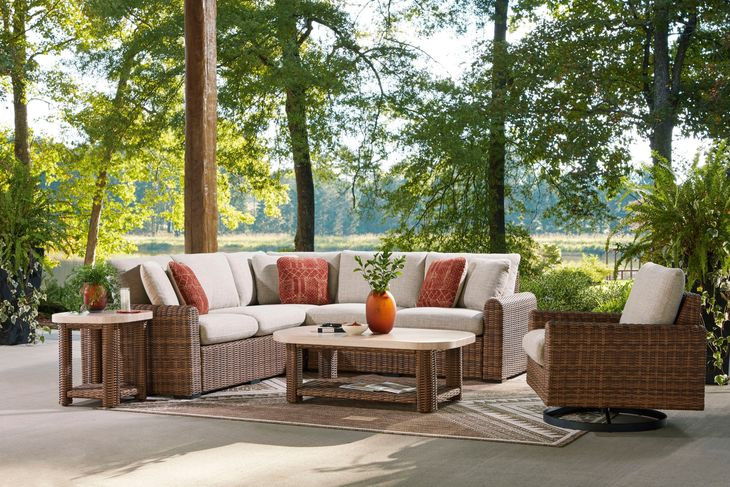 Angel Island Beige Performance Fabric Outdoor Modular Sectional