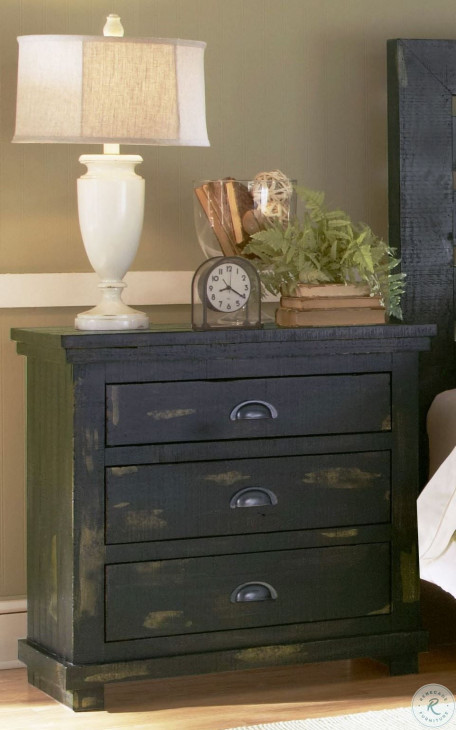 Willow Distressed Black Nightstand | HomeGalleryStores.com | P612-43