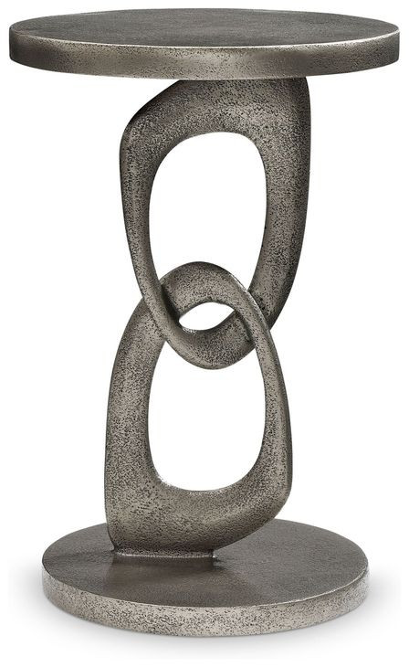 Linea Textured Graphite Metal Round Chairside Table